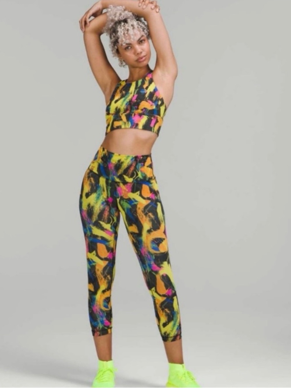 Lululemon Wunder Train High-Waist Paint-Splash Crop Leggings - 23” inseam